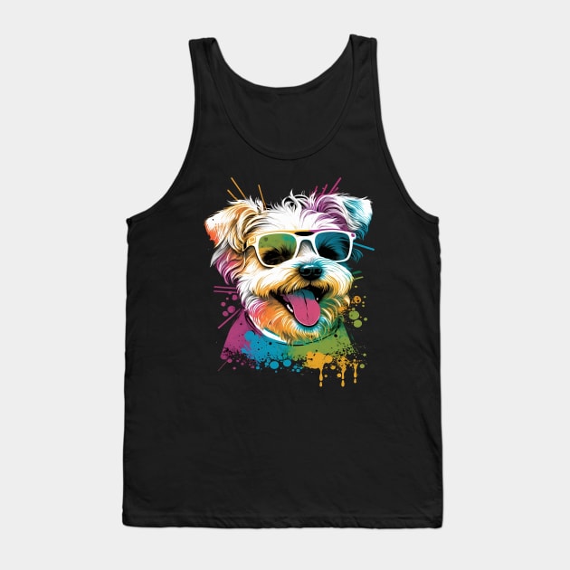 Dog Wearing Sunglasses Tank Top by AI INKER